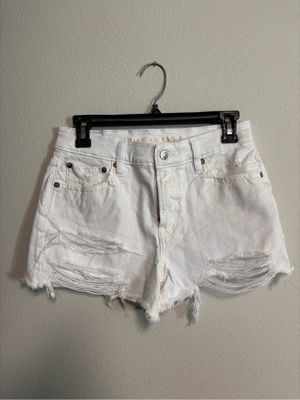 American Eagle Outfitters White Distressed Cutoff Jean Shorts